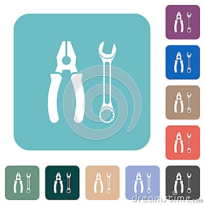 Combined pliers and wrench color glass buttons Vector Illustration