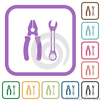 Combined pliers and wrench simple icons Vector Illustration