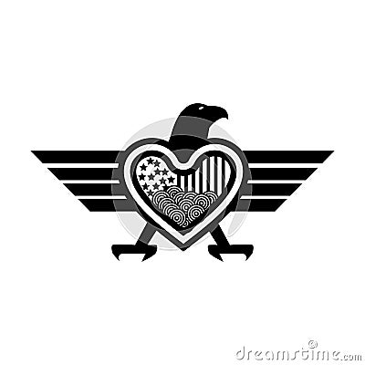 Combines eagle and Heart icon, abstract eagle. illustration in vector format Vector Illustration