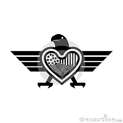 Combines eagle and Heart icon, abstract eagle. vector illustrator Vector Illustration