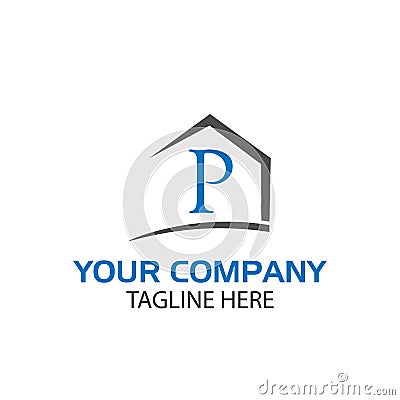 Combines house and the letter P, abstract houses Vector Illustration