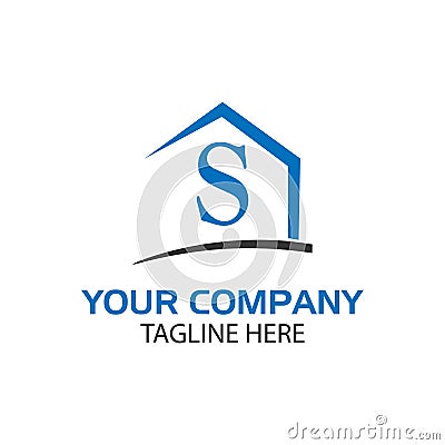 Combines house and the letter S, abstract houses. Vector Illustration