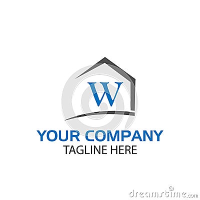 Combines house and the letter W, abstract houses. Vector Illustration