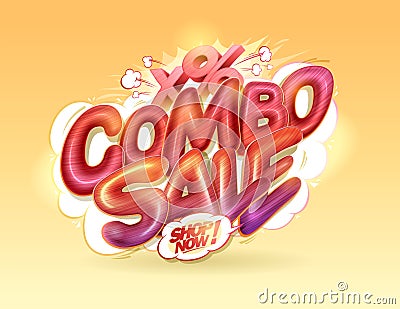 Combo sale flyer template with glossy lettering Vector Illustration