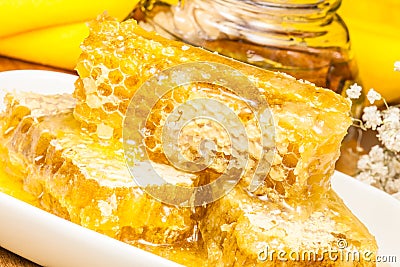 Combs and honey Stock Photo