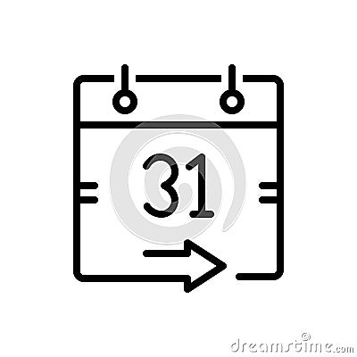 Black line icon for Come, date and arrive Vector Illustration