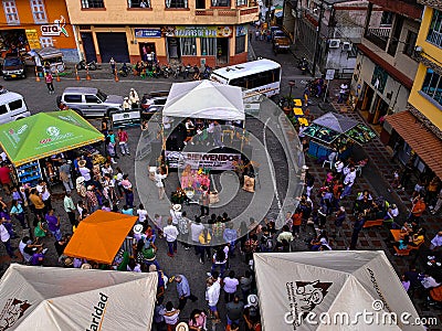 Many people in the small town in apia colombia Editorial Stock Photo