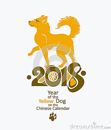 Come the year 2018 Yellow Dog. Stock Photo