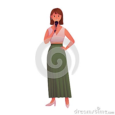 Comedy performance, live stand up show with comedian speaking isolated Vector Illustration