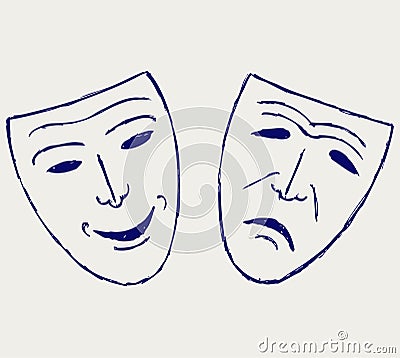 Comedy-tragedy theater masks Vector Illustration