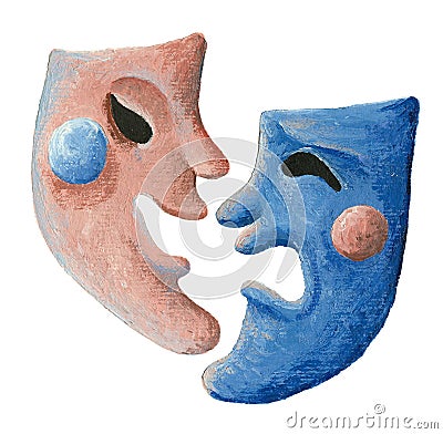 Comedy and tragedy theater masks Cartoon Illustration