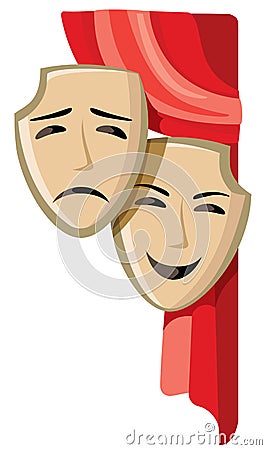 Comedy and tragedy theater masks illustration Vector Illustration