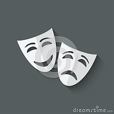 Comedy and tragedy theatrical masks Vector Illustration