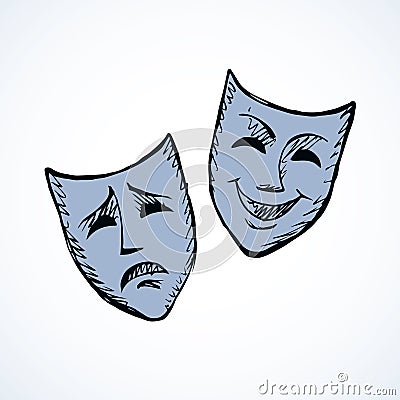 Comedy and tragedy theatrical masks. Vector illustration Vector Illustration