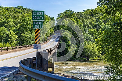 Bridge over the scenic Broad River near Comer, Georgia Editorial Stock Photo