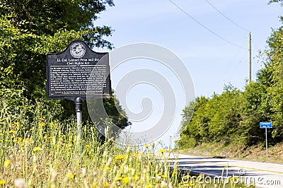 A historical marker where Lt. Col. Lemuel Penn, an African American WWI veteran, was murdered by the Ku Klux Klan Editorial Stock Photo