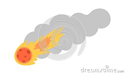 Comet flat icon Natural disaster Fire ball Vector Illustration