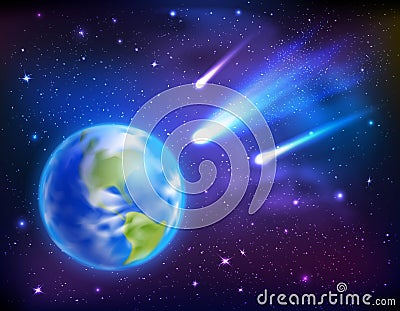 Comets Coming To Earth Background Vector Illustration