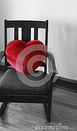 Comfort: Rocking Chair with Heart Stock Photo