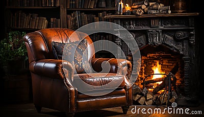 Comfortable armchair in a luxurious old fashioned living room generated by AI Stock Photo