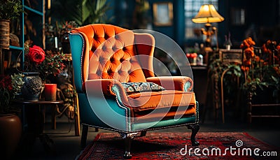 Comfortable armchair and sofa in elegant, old fashioned living room generated by AI Stock Photo