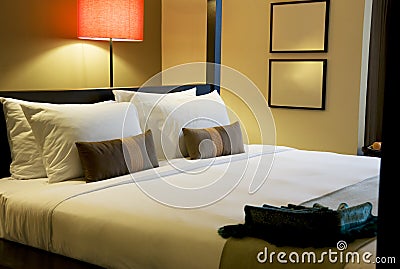Comfortable Bed Stock Photo