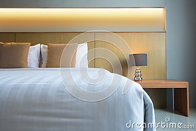 Comfortable bed Stock Photo
