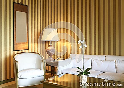 Comfortable classic living room Stock Photo