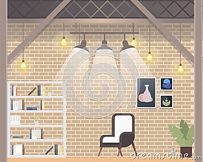 Comfortable Coworking Freelance Office Design Vector Illustration