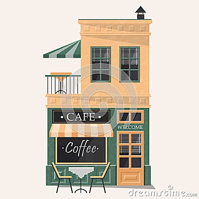 Comfortable and cozy modern cafe building facade Vector Illustration