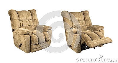 Comfortable recliner massage seat isolated on white background Stock Photo