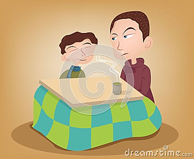 Comfortable Kotatsu Vector Illustration