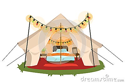 Comfortable marquee with conveniences Vector Illustration