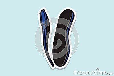 Comfortable shoes arch support insoles Sticker vector illustration. Fashion object icon concept. Cartoon Illustration