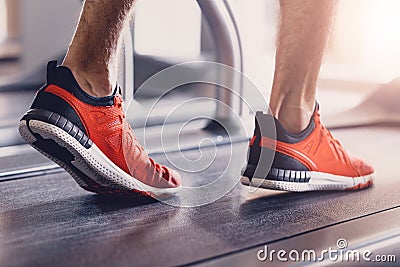 Comfortable sports shoes for running in the gym Stock Photo