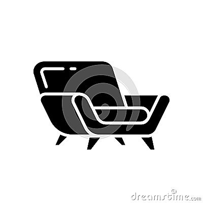 Comfy armchair black glyph icon Vector Illustration