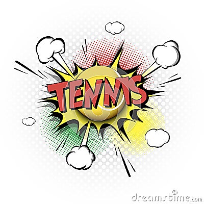 Comic bang with expression text Tennis Vector Illustration