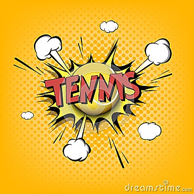 Comic bang with expression text Tennis Vector Illustration