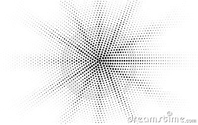 Comic black dotted gradient halftone pop art retro style design on white background. Monochrome shine star or sun Vector Illustration