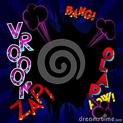 Comic book background with word sound effects. Vector Illustration