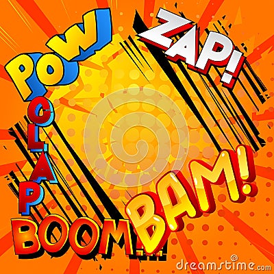 Comic book background with word sound effects. Vector Illustration