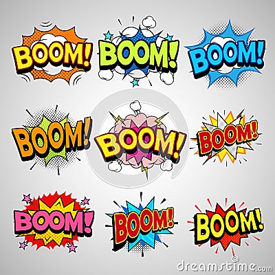 Comic book boom speech bubble set Vector Illustration