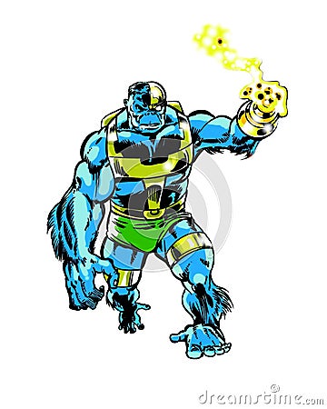 Comic book character cyborg ape creature Stock Photo