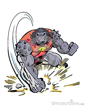 Comic Book Character Grock the alien brute pounding the ground Stock Photo