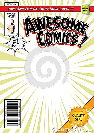 Comic Book Cover Template Vector Illustration