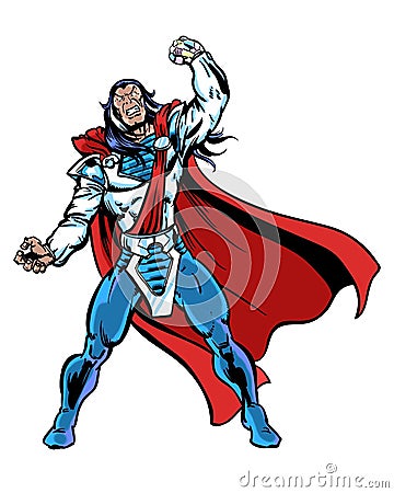 Comic book illustrated mutant leader super character Stock Photo