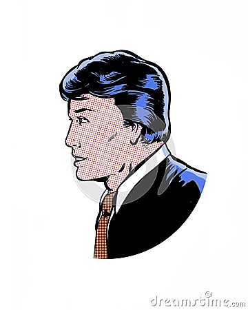 Comic book illustrated pretty male character profile Stock Photo