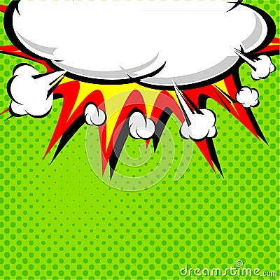 Comic book illustration with explosion on top. Vector Illustration