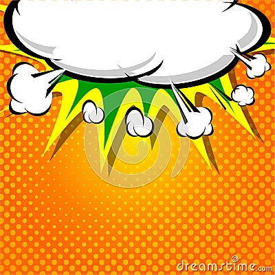 Comic book illustration with explosion on top. Vector Illustration