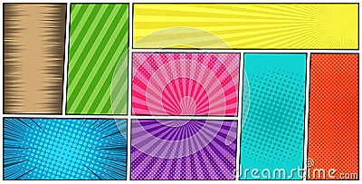 Comic book page colorful horizontal template Vector Illustration